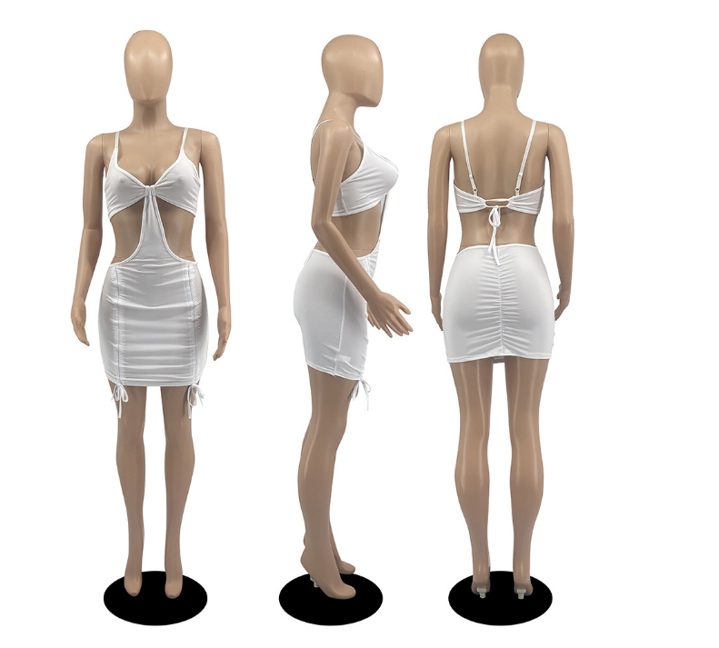 Sleeveless Hollow Out Bandage Sexy Mini Dress Summer Women Fashion Clothing Streetwear Outfits Club Y2K Clothing
