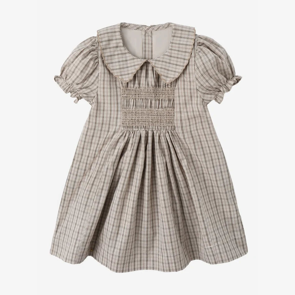 AS  SS26 Heritage collection brown Checked smocking  girls dress knitting boys sister brother family match clothes