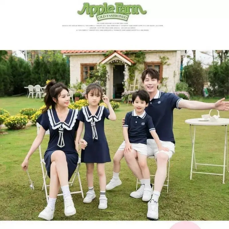 Summer Matching Family Outfits Beach Mum Daughter Dress Dad Son Matching T-shirt& Shorts Holiday Couple Outfit Family Dress
