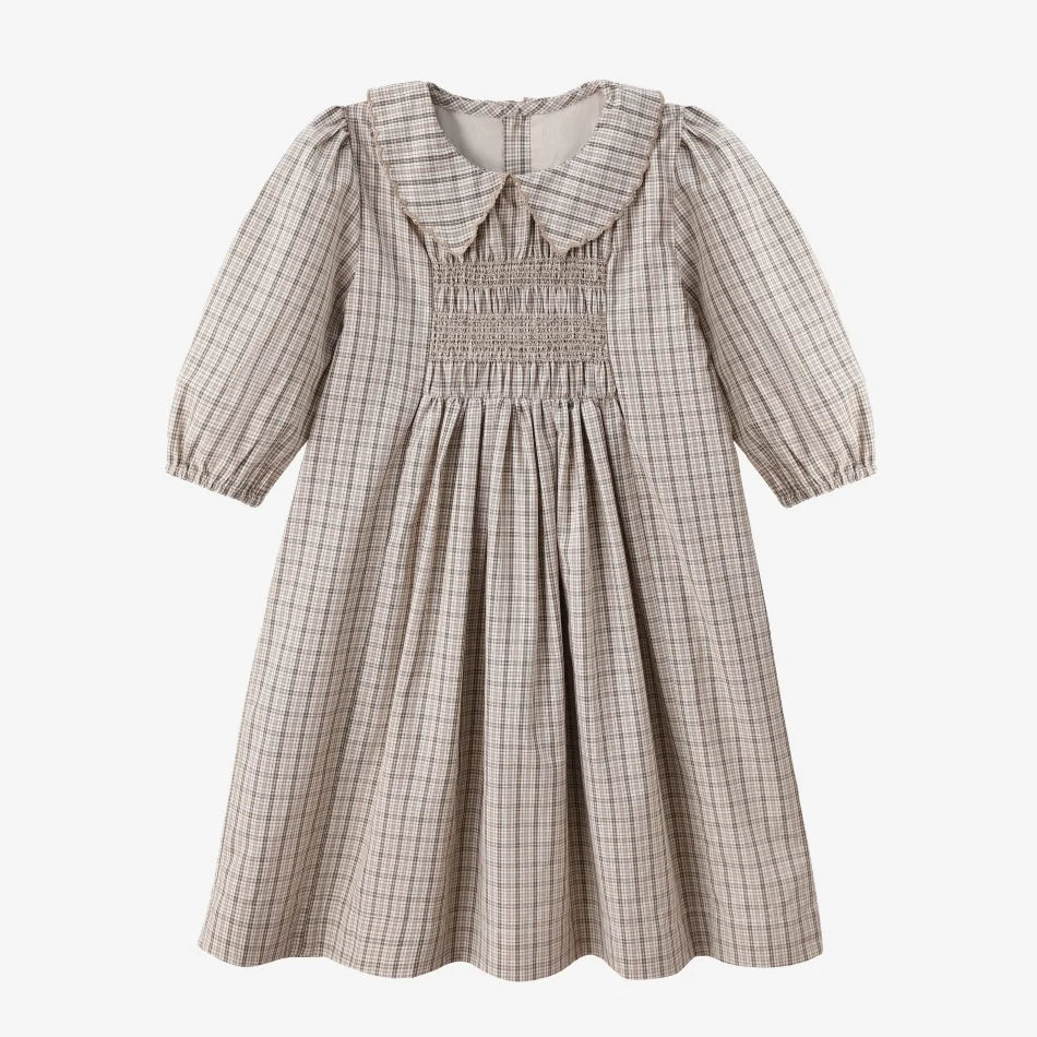 AS  SS26 Heritage collection brown Checked smocking  girls dress knitting boys sister brother family match clothes