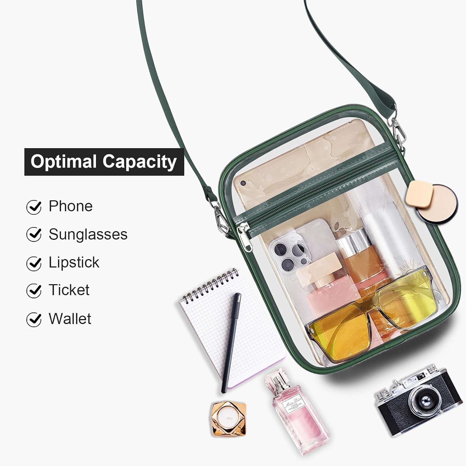 Clear Purse for Stadium Events Transparent Messenger Bag | Stadium Approved Clear Crossbody Bag with Adjustable Straps for Men and Women for Concerts, Game Days, Outdoor Events